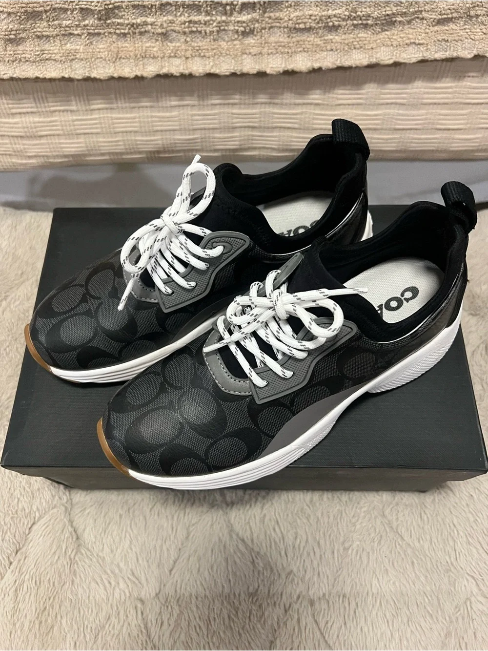 Coach Black & Gray Signature Low-Top Sneakers